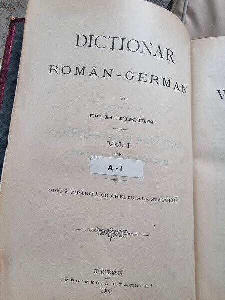 Dictionar Roman German - H. Tiktin  vol.I
