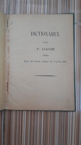 Dictionarul dlui F. Dame, studiu