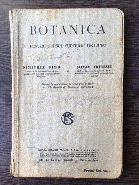 Dimitrie Dimo, Stefan Niculescu - Botanica. (Pentru cursul superior de liceu).