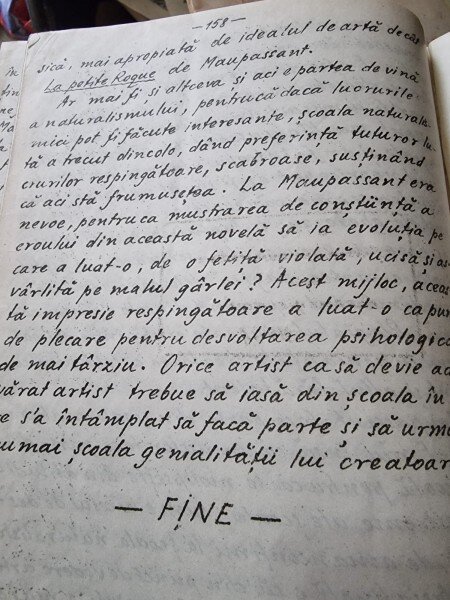 Din seminarul de Literatura Romana - M. Dragomirescu (manuscris - cu dedicatie de la M. Gregorian)