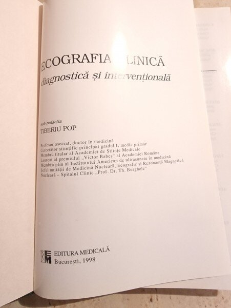 ECOGRAFIA CLINICA, DIAGNOSTICA SI INTERVENTIONALA DE TIBERIU POP , 1998
