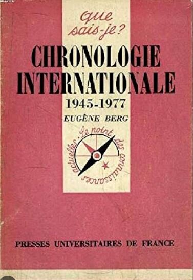 Eugene Berg - Chronologie Internationale