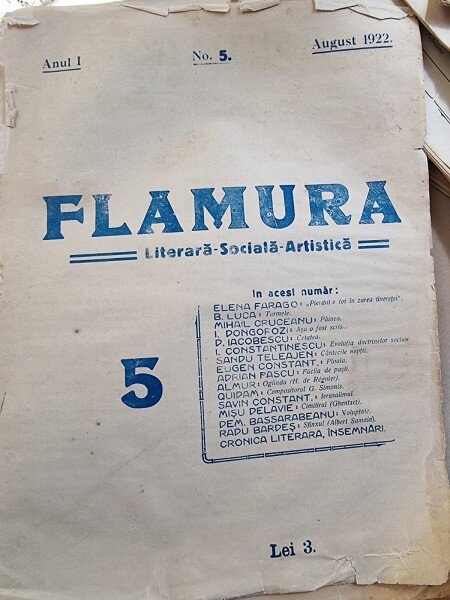 Flamura - Literara Sociala Artistica - Anul I Nr. 5 - August 1922