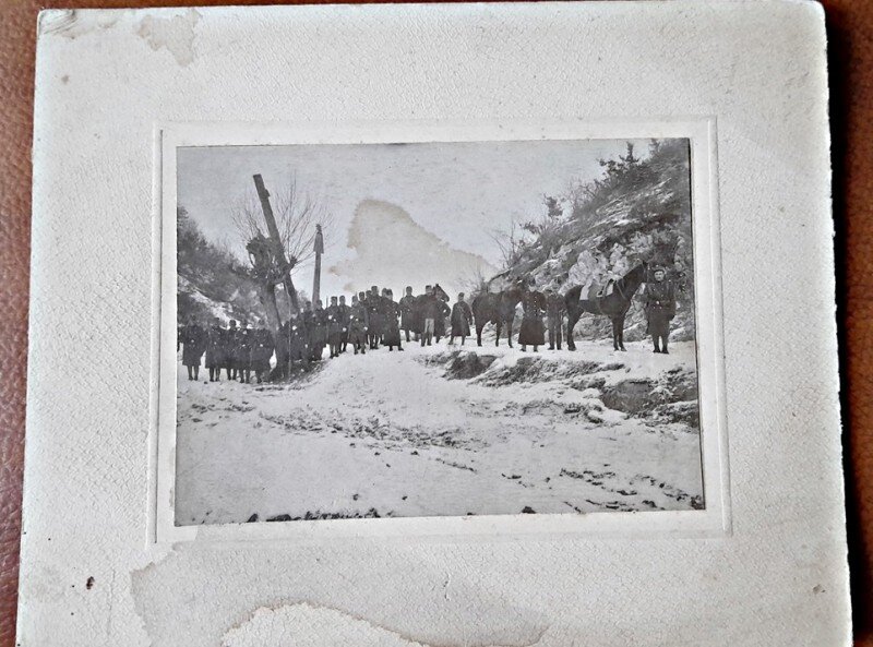 Fotografie, grup de militari iarna, perioada interbelica