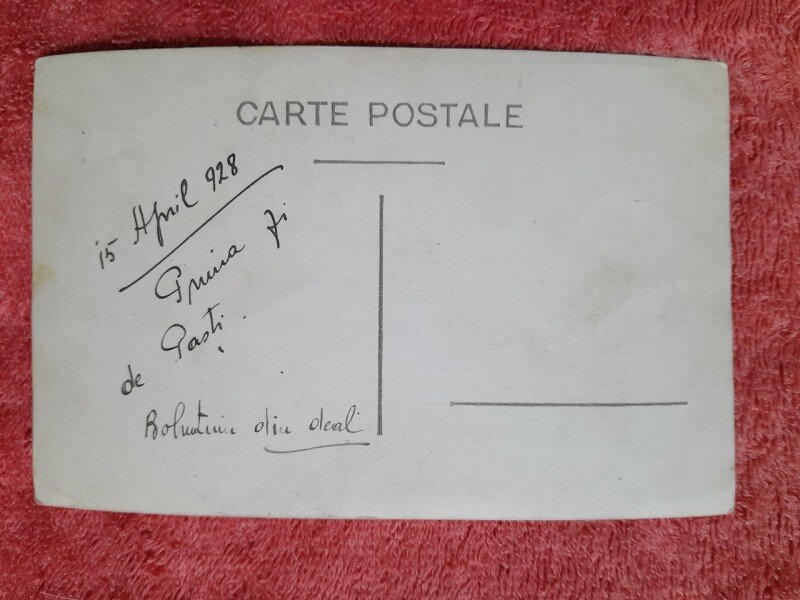 Fotografie tip carte postala, Familie in prima zi de Paste, 1928 Bolintin Vale