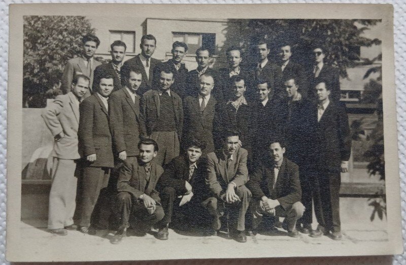 Fotografie tip Carte postala, Grupa 527 de la Institutul Politehnic din Bucuresti, 1955