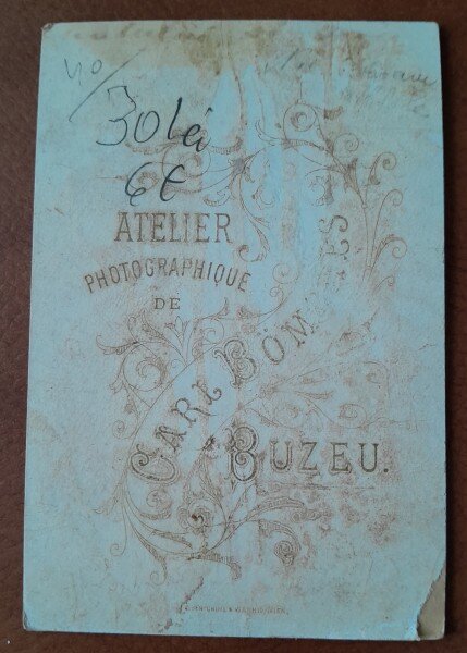 Fotografie tip CDV, barbat cu mustata, sfarsit de secol XIX