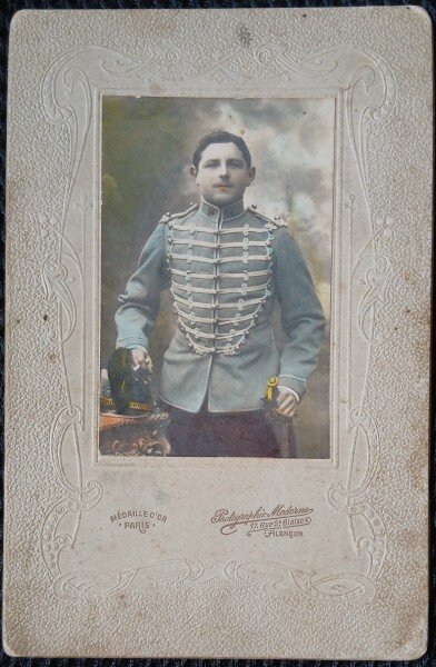 Fotografie tip CDV, Militar francez, inceput de secol XX