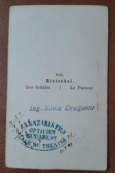 Fotografie tip CDV, sculptura Pastorul - Rietschel