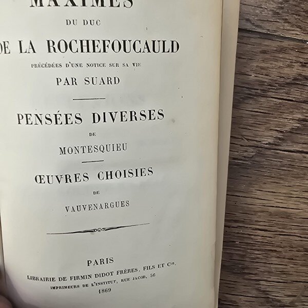 Francois de la Rochefoucauld, Maximes de Duc de la Rochefoucauld
