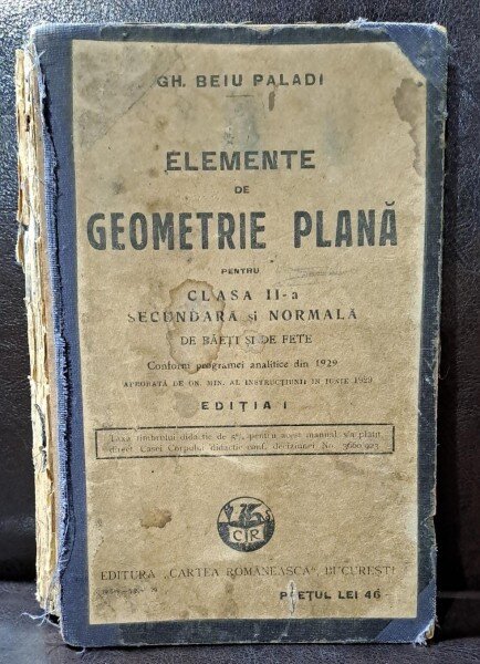 Gh. Beiu Paladi - Elemente de geometrie plana pentru clasa II-a secundara si normala de baieti si fete Editia I 1929