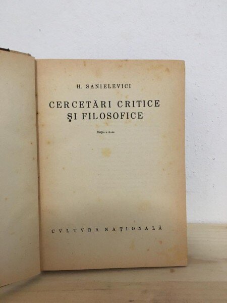 H. Sanielevici - Cercetari Critice si Filosofice