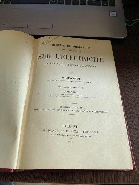 H. Vieweger Recueil de problemes avec solutions sur l electricite et ses applications pratiques (1911)