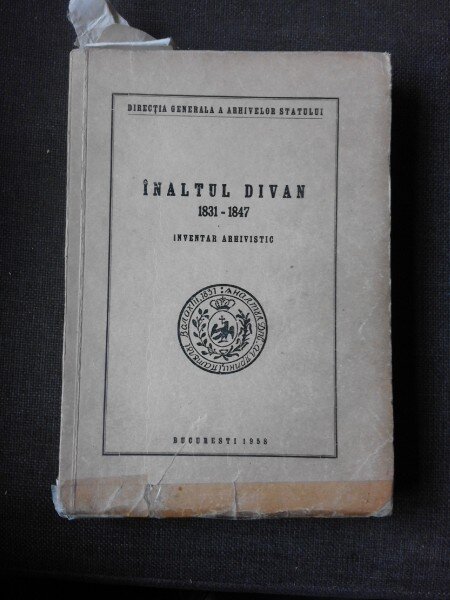 Inaltul divan 1831-1847, inventar arhivistic