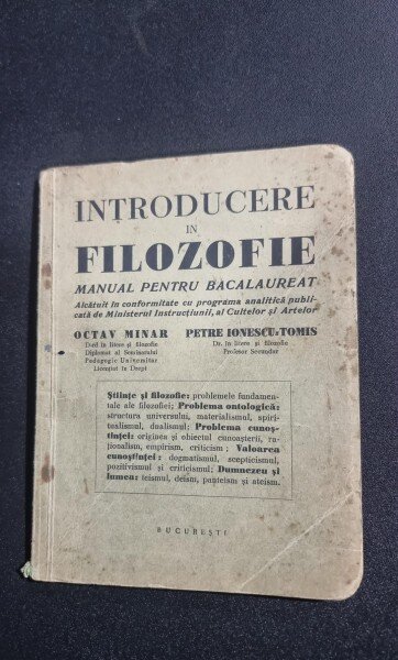 Introducere in filozofie - Manual pentru bacalaureat - Octav Minar, Petre Ionescu Tomis