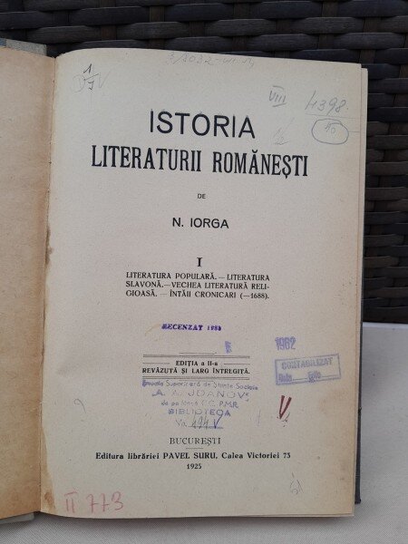 Istoria literaturii romanesti - N. Iorga  vol.I