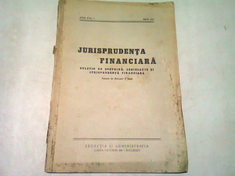 JURISPRUDENTA FINANCIARA NR.1/IULIE  1937