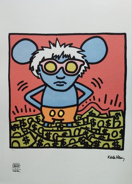 Keith Haring - Andy Mouse, litografie originala