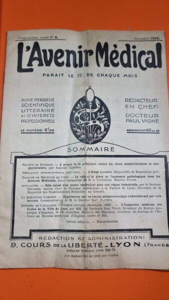 L Avenir Medical 26 Nr. 9 Noiembrie  1929