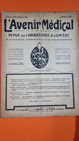 L Aventir Medical 21 Annee Nr. 10 Decembre 1924