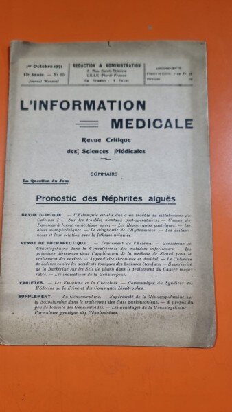 L Information Medicale 13 Annee Nr. 10 Octobre 1931