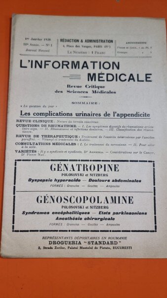L Informaton Medicale 10 Annee Nr. 1 Janvier 1928