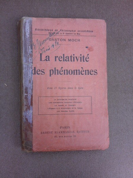 La relativite des phenomenes - Gaston Moch  (carte in limba franceza)