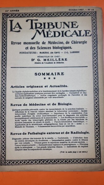 La Tribune Medicale 61 Annee Octobre 1927 Nr. 10