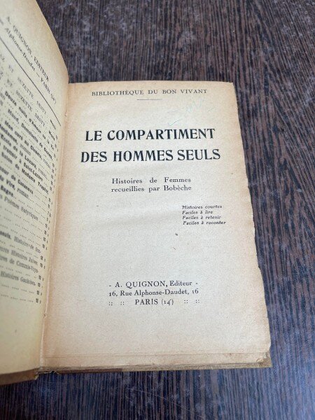 Le compartiment des hommes seuls Histoires de Femmes recueillies par Bobeche