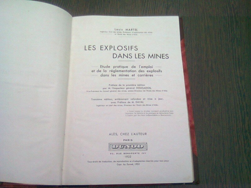 LES EXPLOSIF DANS LES MINES - LOUIS MARTEL  (CARTE IN LIMBA FRANCEZA)