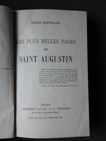 LES PLUS BELLES PAGES DE SAINT AUGUSTIN - LOUIS BERTRAND