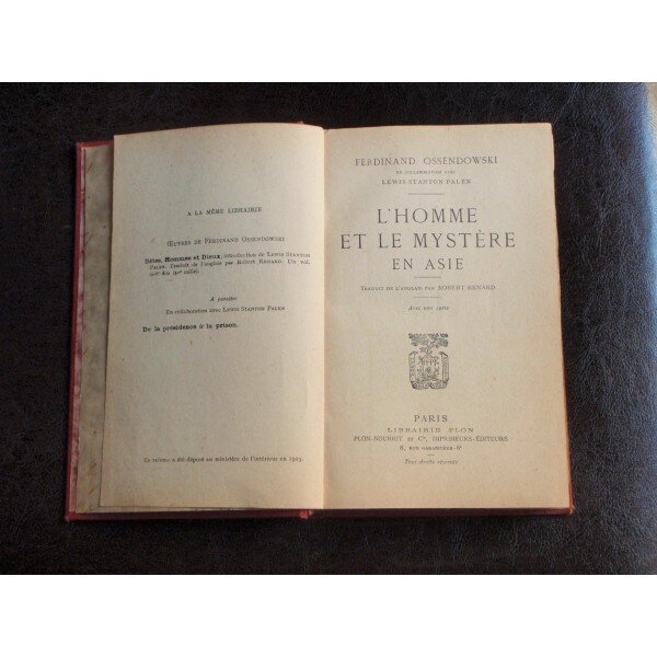 L'HOMME ET LE MYSTERE EN ASIE - FERDINAND OSSENDOWSKI