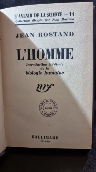 LHOMME - JEAN ROSTAND  (CARTE IN LIMBA FRANCEZA)