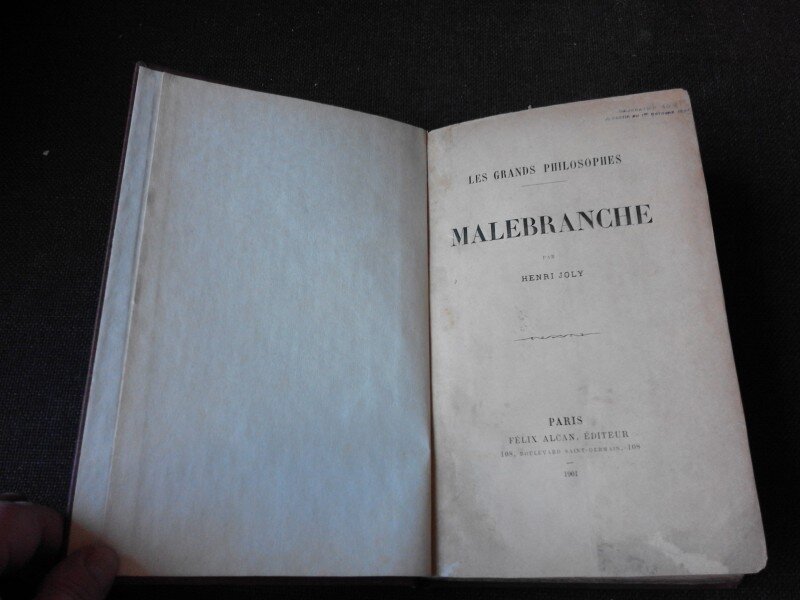 MALEBRANCHE - HENRI JOLY  (CARTE IN LIMBA FRANCEZA)