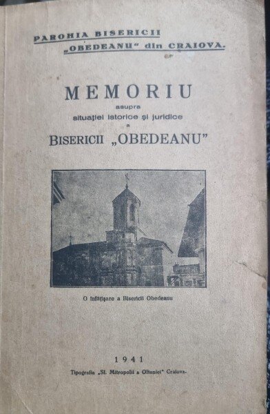 Memoriu asupra situatiei istorice si juridice al Bisericii Obedeanu - Preotul (paroh) Marin Popa-Nemoiu (cu dedicatia autorului)