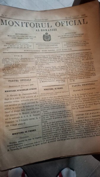 Monitorul Oficial al Romaniei - Nr.  47 - Februarie Martie - 1880