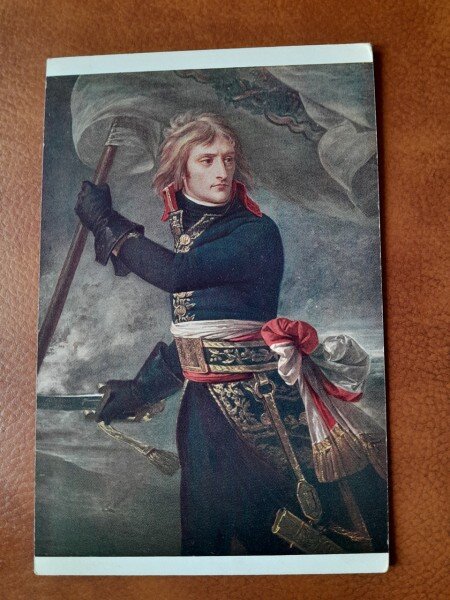 Napoleon Bonaparte la Arcole, reproducere dupa o lucrare de la Veraiiles, tip carte postala