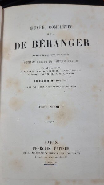Oeuvres completes de P.-J. de Beranger - 5 volume