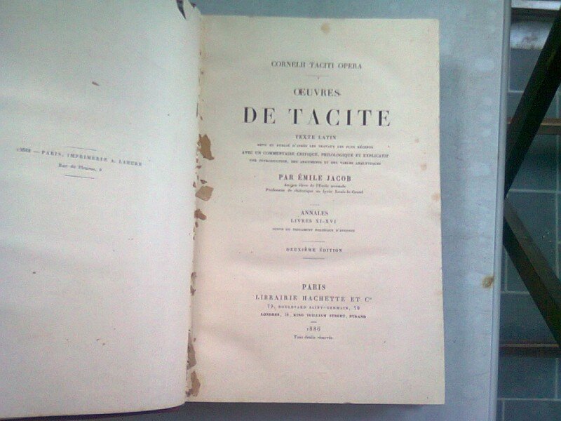 OEUVRES DE TACITE - EMILE JACOB   (CARTE IN LIMBA LATINA)