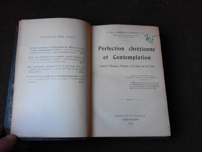 PERFECTION CHRETIENNE ET CONTEMPLATION - S. THOMAS D'AQUIN  (CARTE IN LIMBA FRANCEZA)