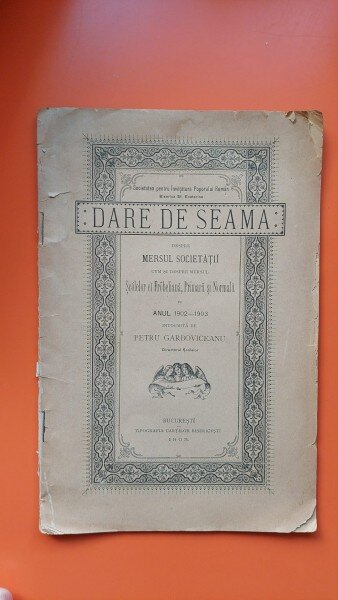 Petru Garboviceanu - Dare de Seama. Despre Mersul Societatii 1903