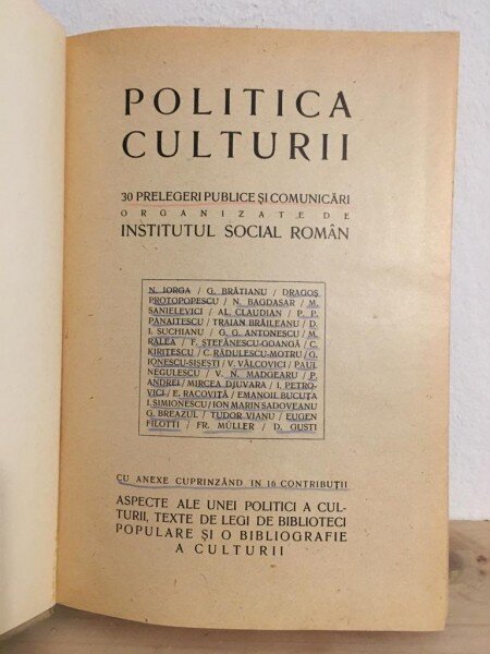 Politica Culturii si Aspecte ale Unei Politici a Culturii, Texte de Legi de Biblioteci Populare si o Bibliografie A Culturii