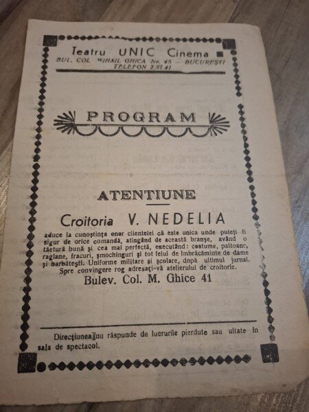 Program Teatru Unic Cinema