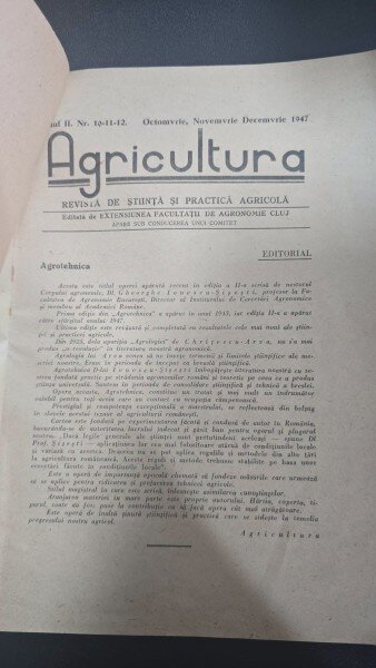 Revista Agricultura, nr 10-11-12 - octombrie, noiembrie, decembrie 1947
