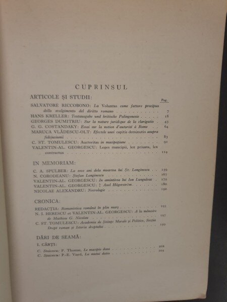 Revista Clasica Orpheus Favonius condusa de N. I. Herescu Tom. XIII-XV 1941-1943 sectiunea drept roman tom. III-V 1941-1943