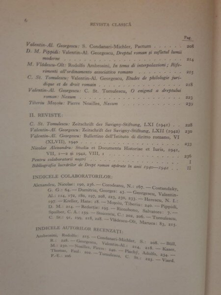Revista Clasica Orpheus Favonius condusa de N. I. Herescu Tom. XIII-XV 1941-1943 sectiunea drept roman tom. III-V 1941-1943