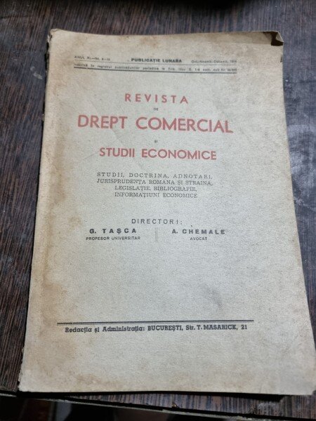 Revista de Drept Comercial si Studii Economice - Anul XI Nr. 8-10, Octombrie-Noiembrie-Decembrie 1944