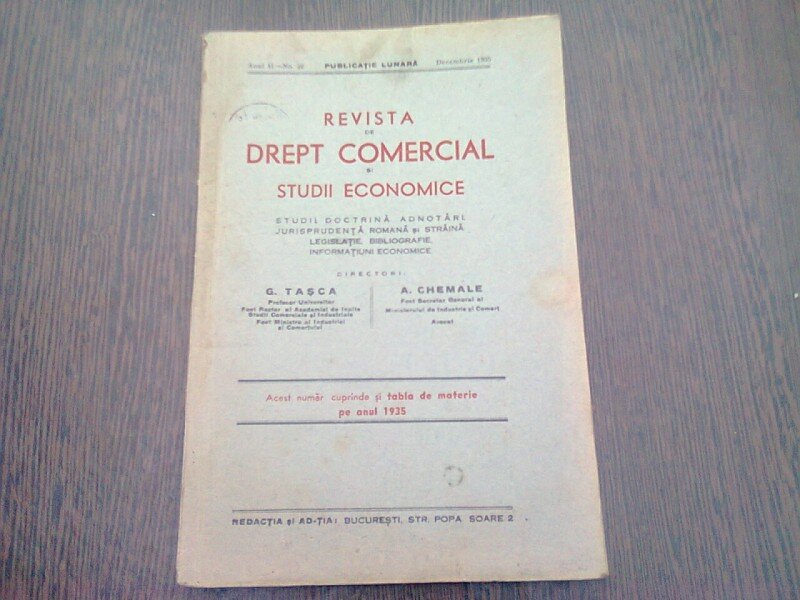 REVISTA DE DREPT COMERCIAL SI STUDII ECONOMICE NR.10/1935