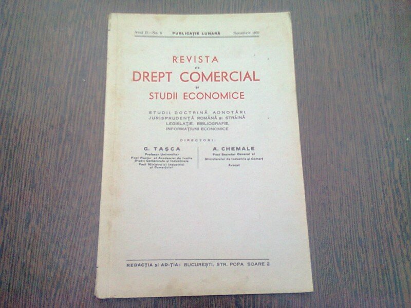 REVISTA DE DREPT COMERCIAL SI STUDII ECONOMICE NR.9/1935