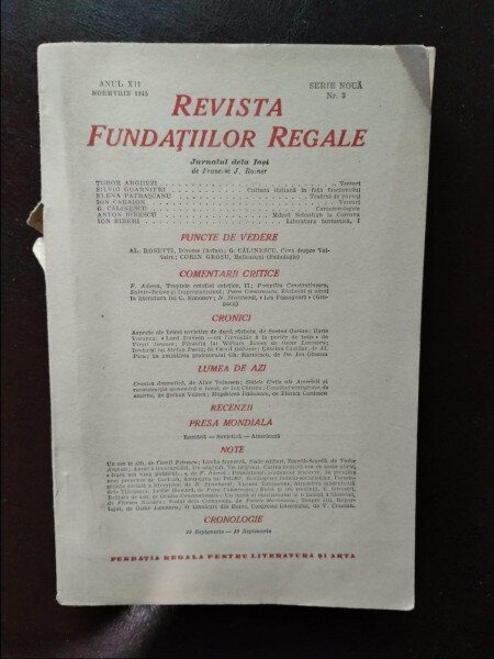 Revista Fundatiilor Regale Anu; XII Noiembrie 1945 Nr. 3